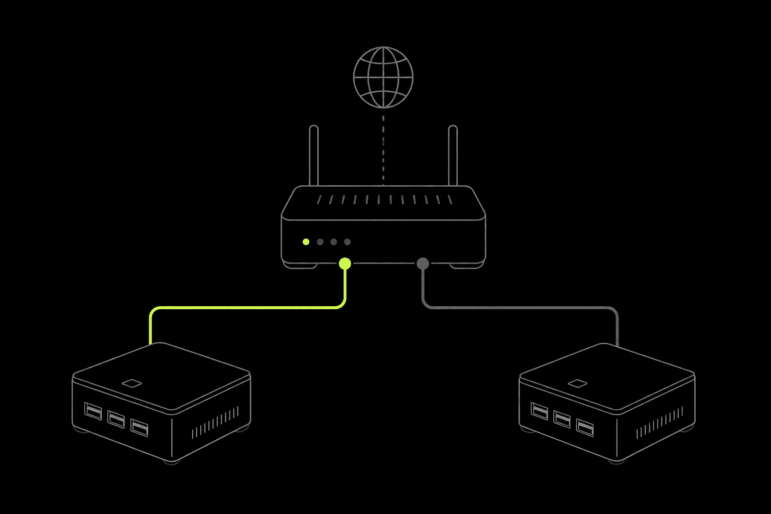 Two low-power computers connected to one home internet connection