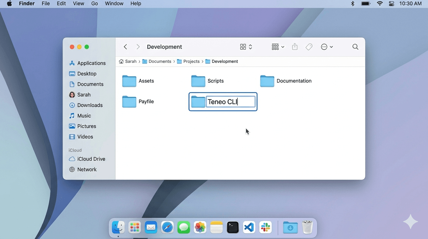 Creating a new folder in macOS Finder
