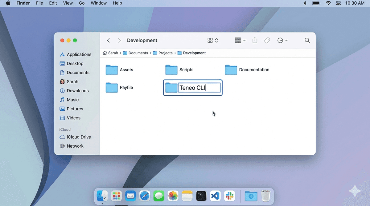 Creating a local folder in macOS Finder
