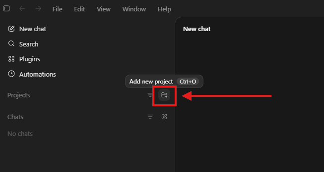 Adding a new project in Codex and selecting the local folder
