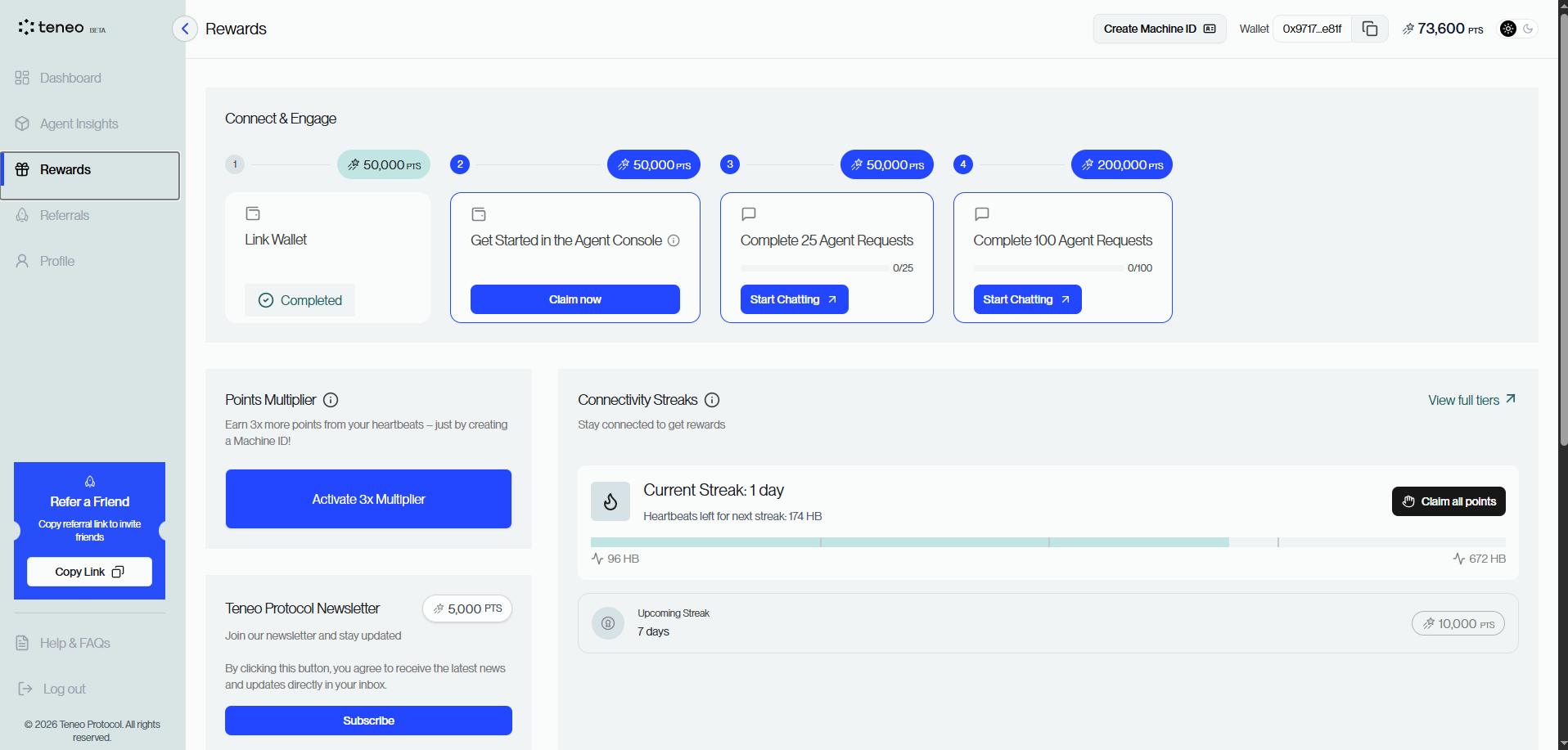 Teneo Protocol Rewards Dashboard